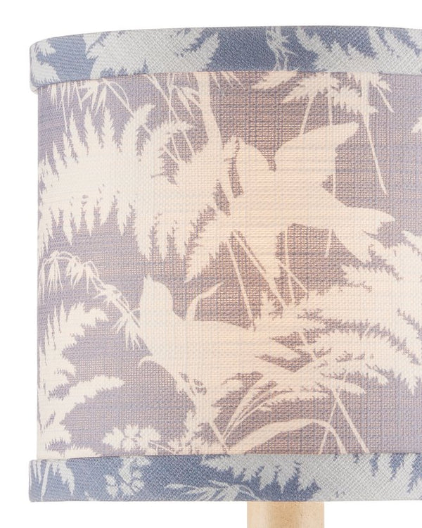 Currey & Company Aviary Drum Chandelier Shade Featuring Birds And Ferns On Citron Green For Stunning Home Decor Blue Cotton 0900-0056-currey-company