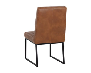 Sunpan Spyros Modern Dining Chair Set of 2 - Sleek Black Powder Coated Steel Frame with Faux Leather Elegance Tobacco Tan