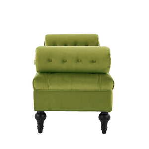 English Elm Modern Tufted Velvet Bench with Gourd Legs and Pillows for Bedroom Entryway Green N761P335807F