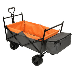 English Elm 480lbs Foldable All-terrain Wagon with Canopy Mosquito Net for Camping Outdoor Orange W2932P253227