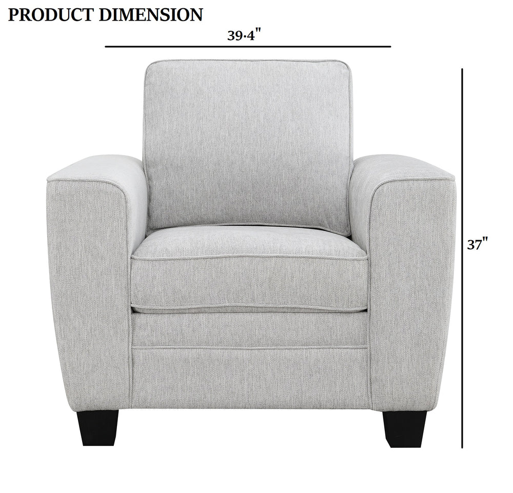 English Elm Light Gray Transitional Accent Chair 39.4"W Plush Chenille & Faux Fur Upholstery Black Tapered Legs B2741P397634