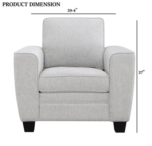 English Elm Light Gray Transitional Accent Chair 39.4"W Plush Chenille & Faux Fur Upholstery Black Tapered Legs B2741P397634