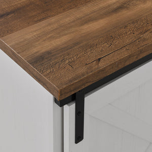 English Elm Walker Edison - Farmhouse Sliding X Barn Door TV Stand with Adjustable Shelves and Steel Hardware for 80" TVs White Washed 76 L x 27 W x 6 H B185P169396