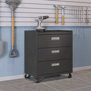 English Elm Rolling Metal Garage Cabinet with Locking Doors Diamond Texture Industrial Storage Charcoal Grey B365P398219