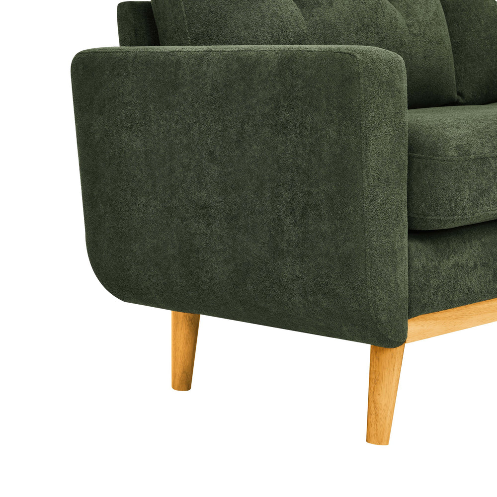English Elm 67.7" Mid-Century Modern Tufted Upholstered Loveseat Sofa With Splayed Solid Wood Legs, Chic Seating Green B343P339291