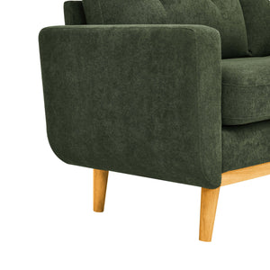English Elm 67.7" Mid-Century Modern Tufted Upholstered Loveseat Sofa With Splayed Solid Wood Legs, Chic Seating Green B343P339291