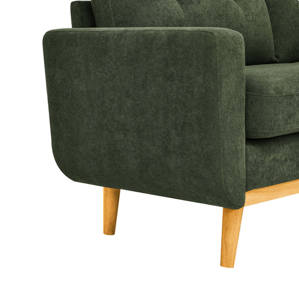 English Elm 67.7" Mid-Century Modern Tufted Upholstered Loveseat Sofa With Splayed Solid Wood Legs, Chic Seating Green B343P339291