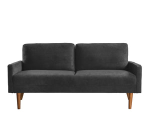English Elm Velvet Kent 3-Seater Sofa with Plush Upholstery, European Modern-Vintage Design and Durable Build Black B2735P291964