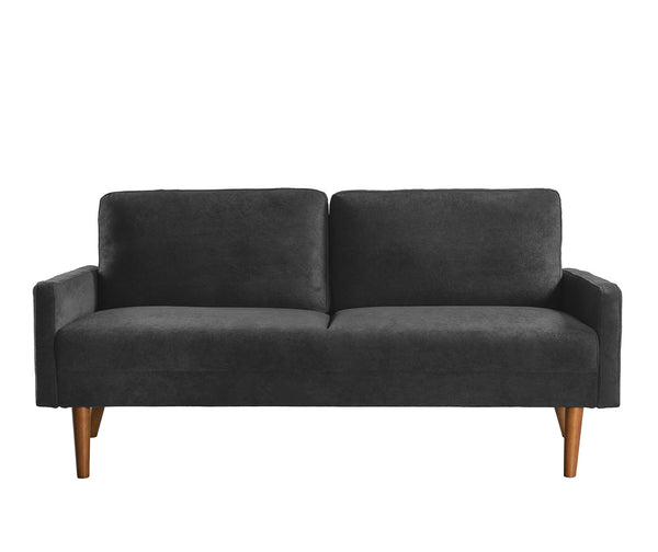 English Elm Velvet Kent 3-Seater Sofa with Plush Upholstery, European Modern-Vintage Design and Durable Build Black B2735P291964