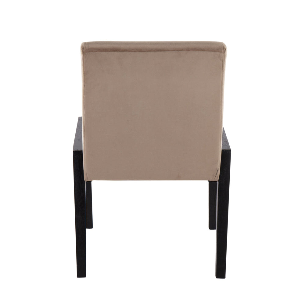 English Elm Carmen Contemporary Chair Set Of 2 - Plush Light Brown Velvet & Black Wood For Modern Elegance B202S01314