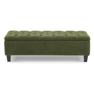 English Elm Christopher Knight Home® - Ottoman tufted storage bench with boucle cushion, diamond stitch elegance, soft-close lid, sturdy legs Green N779P294331G