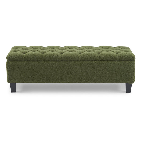 English Elm Christopher Knight Home® - Ottoman tufted storage bench with boucle cushion, diamond stitch elegance, soft-close lid, sturdy legs Green N779P294331G