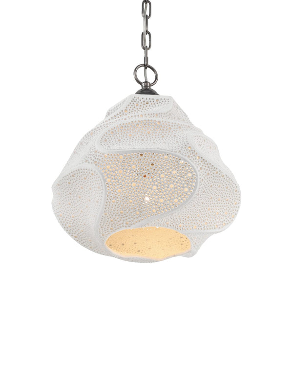 Currey & Company Wintershall White Pendant Light – Sculptural Porcelain Shade, Adjustable Height, Dimmable Elegance White Porcelain ,Metal 9000-1283-currey-company