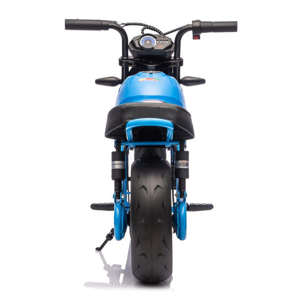 English Elm 24v300w Kids Electric Muscle Motorcycle with Dual Suspension Wide Eva Tires and Twist Throttle Blue W1578P382506