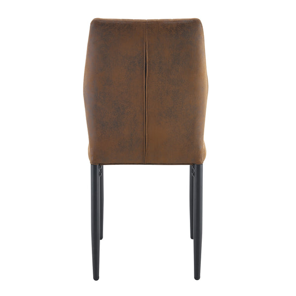 English Elm Set of 6 ergonomic dining chairs with shell-pattern back, 37" height, breathable tech fabric, sturdy metal legs and adjustable anti-slip feet for stable, comfortable seating during meals Brown+Black W1151P359594