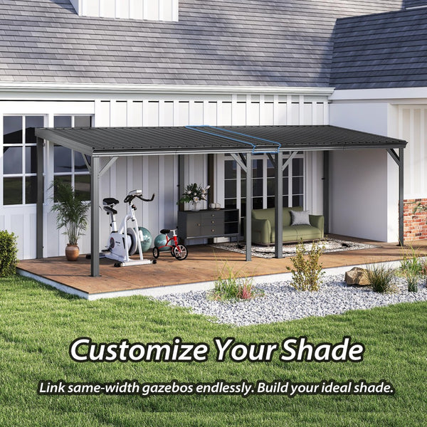 English Elm Gazebo Connector Kit Steel Expansion Linker for Wall Mounted Lean to Structures Gray W1859S00231
