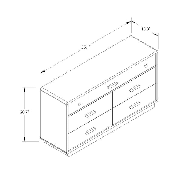 English Elm Valencia Seven Drawer Wide Dresser Dual Tone Laminate Matte Black Pulls Bedroom B2733S00020