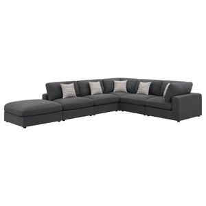 English Elm Rhette Charcoal 6-Piece Modular Sectional Sofa With Reversible Cushions & Accent Pillows For Comfort B062S00992-GIGA