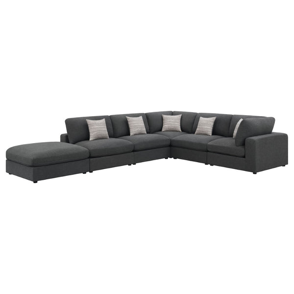 English Elm Rhette Charcoal 6-Piece Modular Sectional Sofa With Reversible Cushions & Accent Pillows For Comfort B062S00992-GIGA