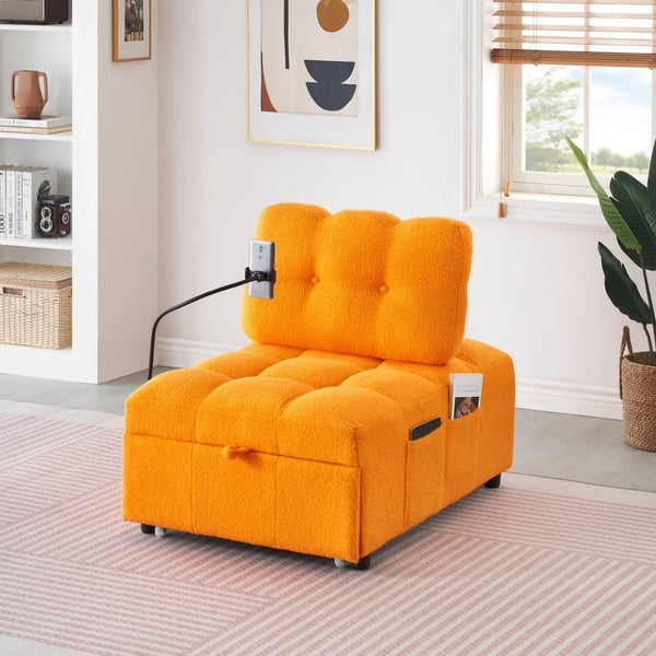 English Elm 40.20 Inch Convertible Teddy Fabric Sofa Bed Compact Sleeper for Apartment Living Room W1658P216827