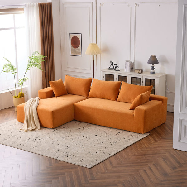 English Elm 108*68 Inch Extra-Deep Modular Sofa - Cozy Chenille Lounge For 4, No Assembly, Vibrant Orange Style W1829S00051