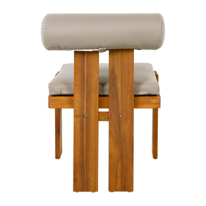 English Elm Outdoor Acacia Wood Dining Chairs Set of 2 with Sculptural Cylindrical Backrest Cushions N776P387625D