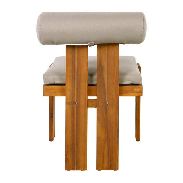 English Elm Outdoor Acacia Wood Dining Chairs Set of 2 with Sculptural Cylindrical Backrest Cushions N776P387625D