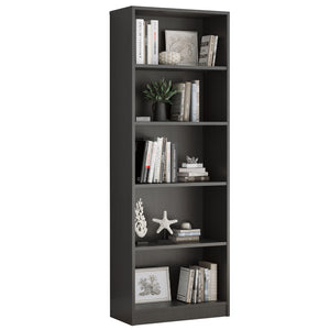 English Elm Bookcase Durable 3-Shelf Wood Freestanding Bookcase with Adjustable Shelves for Home Office Storage Grey T3623P381123