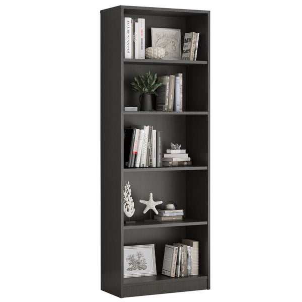 English Elm Bookcase Durable 3-Shelf Wood Freestanding Bookcase with Adjustable Shelves for Home Office Storage Grey T3623P381123