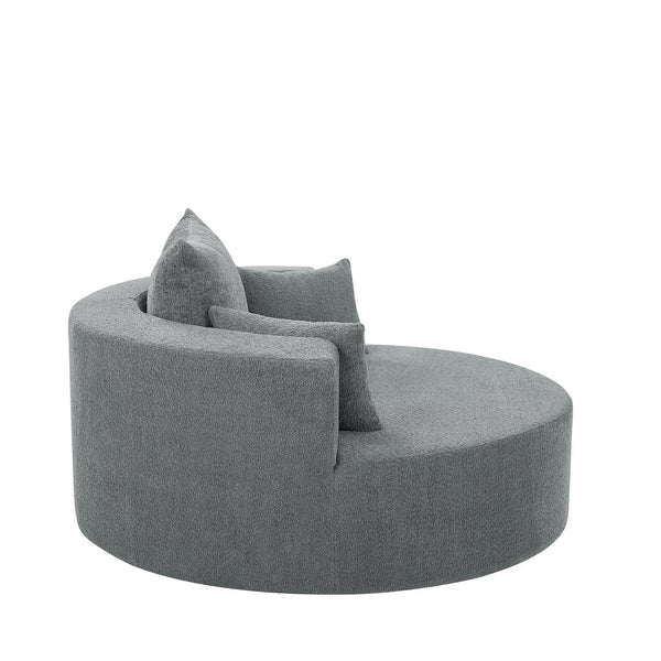 English Elm 360° Swivel Chair Spacious Chenille Barrel Accent Seat with 36.5" Deep Cushion, 360° Comfort for Living Rooms, Bedrooms, Offices, Hotels Grey N719S001880E