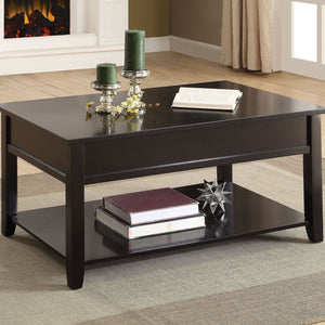 English Elm Black Coffee Table with Lift Top Storage, Faux Drawer, Open Shelf & Sturdy Wood Legs for Living Room B062P189096