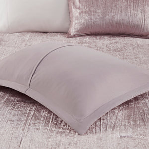 English Elm 5 Piece Crinkle Velvet Comforter Set King/Cal King Luxe Glam Crushed Pleat Charmeuse Trim, Hypoallergenic Filling Blush 19.29 L x 23.62 W x 11.02 H B035P148353