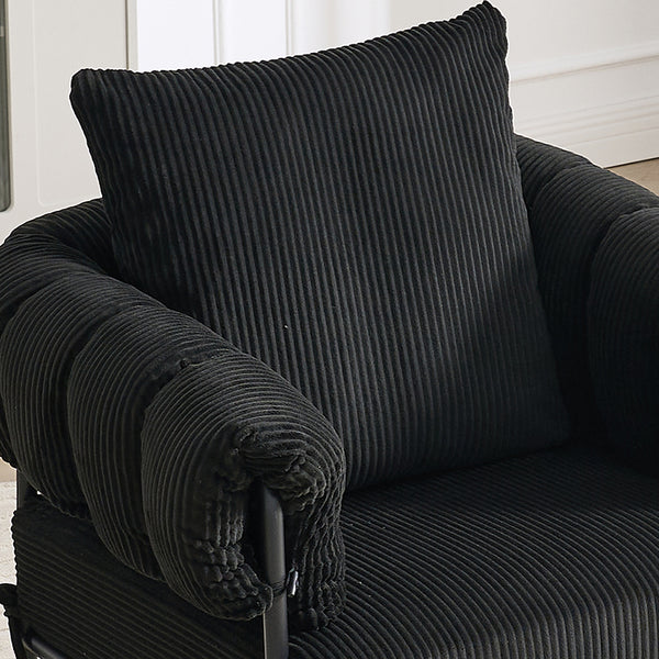 English Elm TS Modern decorative chair with plush teddy fleece upholstery and gold metal legs for luxe comfort and style Black W2311P308070