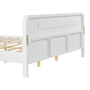 English Elm Pine Solid Wood Queen Platform Bed Matte Finish Tall Headboard No Box Spring White N770PQ291030K