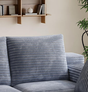English Elm U Shaped Modular Sectional Corduroy Sofa Sleeper with Pull Out Chaise Cozy Living Room Gray W1825P334961