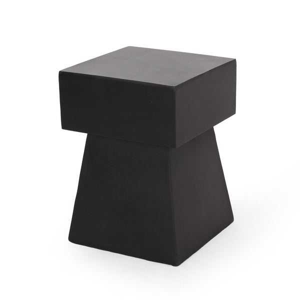 English Elm Christopher Knight Home® - AESOP Pedestal Side Table in Black Lightweight Concrete — Modern No-Assembly Accent Table, 19" H 67585.00BLK