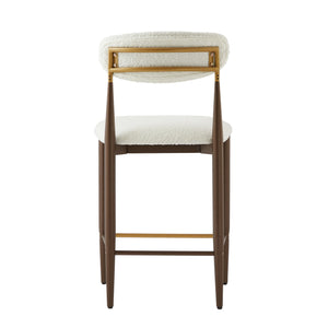 English Elm Christopher Knight Home® - ARMLESS Modern Upholstered Counter Stool Set of 2 with Iron Toothpick Frame, Gold Trim Accents Beige+Brown N771P316339J