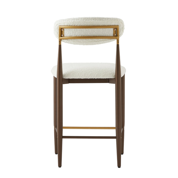 English Elm Christopher Knight Home® - ARMLESS Modern Upholstered Counter Stool Set of 2 with Iron Toothpick Frame, Gold Trim Accents Beige+Brown N771P316339J