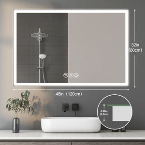 English Elm 48*32In Led Framed Bathroom Vanity Mirror - Anti-Fog, Adjustable Lighting, Durable & Stylish Design W2709P268900