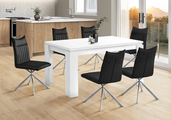 English Elm Dining 60" Rectangular White Laminate Dining Table for 6 — Thick Panel MDF, Block Legs, Modern Chic B2710P286985