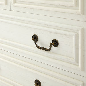 English Elm Modern White 5-Drawer Dresser Durable Engineered Wood Wide Chest Smooth Metal Slides Stable Base W1785P238909