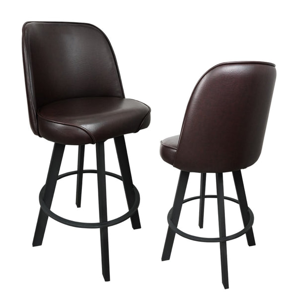 English Elm Set of 2 Commercial Grade Swivel Bucket Seat Barstools with Ergonomic Upholstered Frame Brown W5232P423676