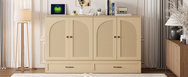 English Elm Queen Murphy Wall Bed with Usb Ports Storage Drawers and Cabinet Style Panel Front Gold N708S00010G