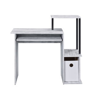 English Elm Antique White And Black Computer Desk With Keyboard Tray - Compact, Stylish Workspace Solution B062P184546
