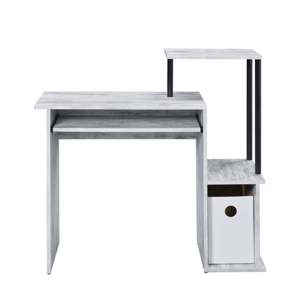 English Elm Antique White And Black Computer Desk With Keyboard Tray - Compact, Stylish Workspace Solution B062P184546