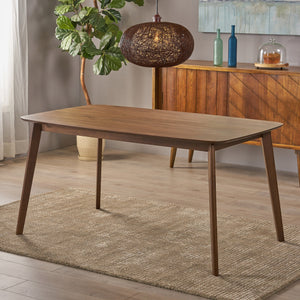 English Elm Christopher Knight Home® - DINING Mid-Century Solid Wood & Faux Wood Top Table with Rubberwood Legs, Sleek Rounded Edge Design Walnut 58907.00