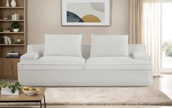 English Elm Nimbus Oversized Full Foam 4-Seater Sofa — 90" Wide Corduroy Comfort, No Assembly, Wide Arms, Ergonomic Ivory B2735P271458