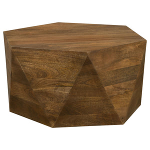 English Elm Athena Handcrafted Hexagonal Mango Wood Coffee Table with Sculpted Facets, Natural Organic Finish B062P333447
