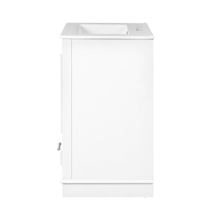 English Elm 24'' Bathroom Vanity with Ceramic Sink Combo Modern Freestanding MDF Cabinet with Soft-Close Doors and Sleek Silver Handles for Spacious Organized Bathroom Storage White N710P194893K