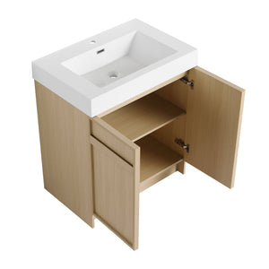 English Elm 30" Modern Freestanding Bathroom Vanity with Thick White Resin Sink, Soft-Close Doors & Adjustable Shelf (Durable) W999P239160